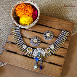 Dual Tone Phool Necklace